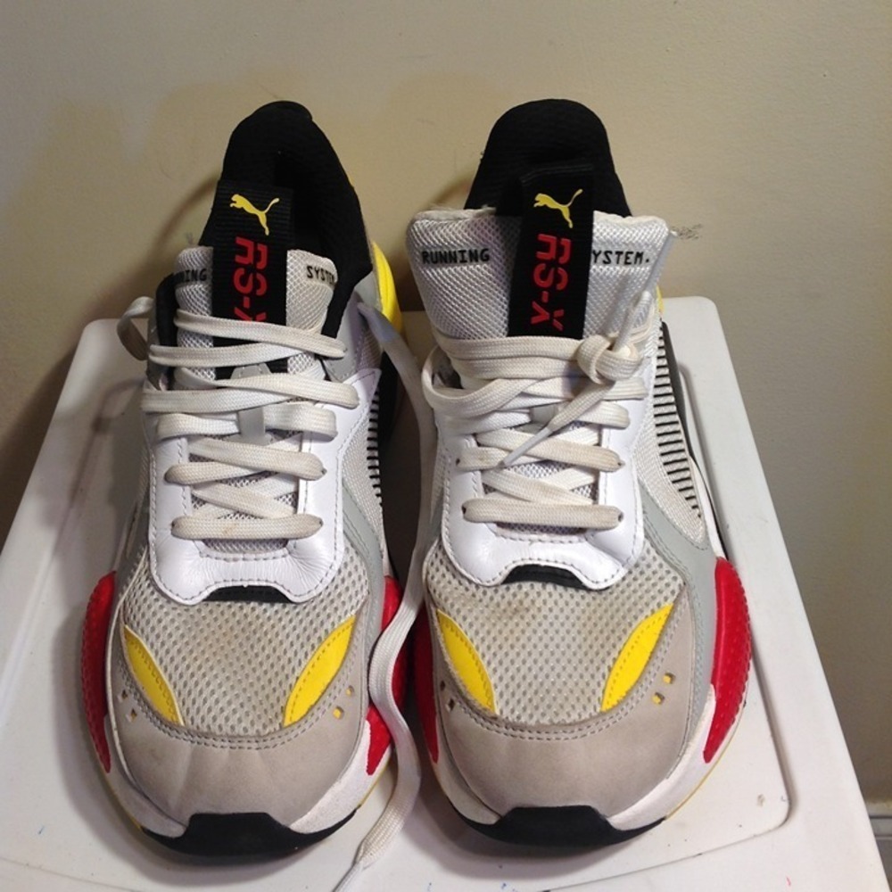 Puma RS-X Sneakers â€" White/Gray/Red/Yellow â€" Menâ€™s Size 10.5